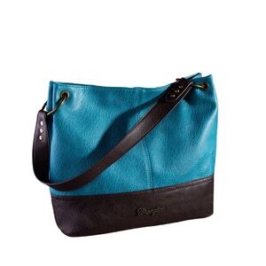 Wrangler NWOT Montana West Blue and Brown Hobo Shoulder Bag